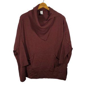 Venus Knit Oversized Sweater Top Womens L/XL Brown 3/4 Sleeve Cowlneck Pullover